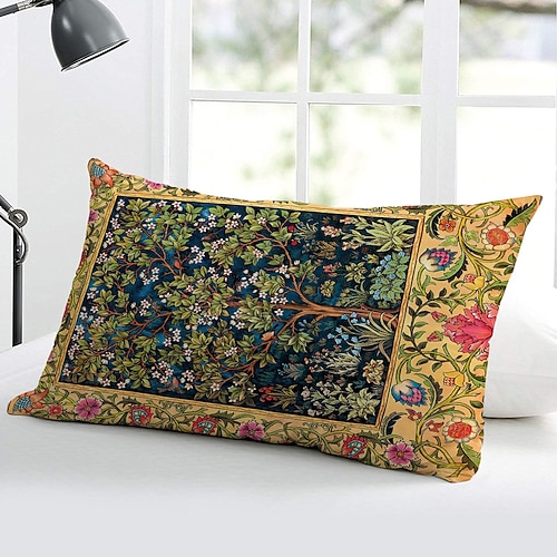 Dekorativer Kissenbezug, 1 Stück, weicher Lendenkissenbezug für Schlafzimmer, Wohnzimmer, Sofa, Couch, Sessel, inspiriert von William Morris Image