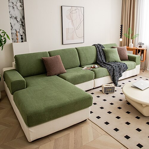 100 % wasserdichter Sofabezug mit Spannbettlaken aus Samt, einfarbiger Jacquard-Sofakissenbezug mit Katzenkratzschutz Image