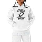 Baby Sweatshirt Child Kids Rugby Football Prints Retro Sports Hooded Pullover Tops With Pocket Girls Hoodie White 4 Years-5 Years