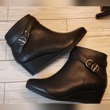 Giani Bernini Shoes | Giani Bernini Black Wedge-Heeled Ankle Boots Size 5½ | Color: Black | Size: 5.5