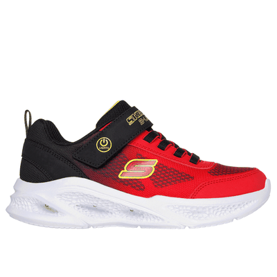 Skechers Boy's Meteor-Lights - Krendox Sneaker | Size 2.5 | Red/Black | Textile/Synthetic
