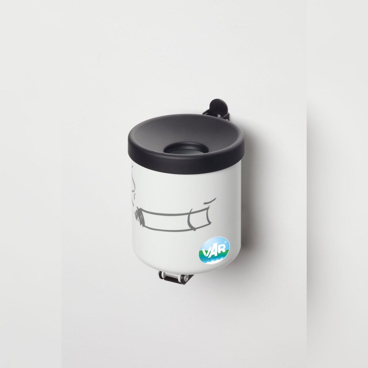 PROREGAL Robuster Ascher zur Wandmontage | 2,4 Liter, HxBxT 16x15,5x15,5cm | Stahl | Weiß | Ascher Aschenbecher Image