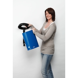 PROREGAL Robuster Papierkorb mit Wandhalterung | 15 Liter, HxBxT 39x25x25cm | Verzinkter Stahl | Blau | Papiereimer Mülleimer für Papier Image