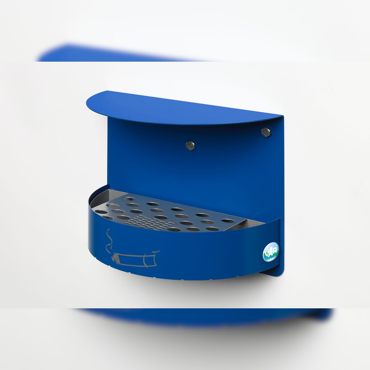 PROREGAL Wandascher mit Schutzdach verschließbar | 1,5 Liter, HxBxT 23x30x15cm | Verzinkter Stahl | Blau | Ascher Aschenbecher Image