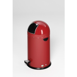 PROREGAL Klassischer Abfallsammler mit Fußpedal | 22 Liter, HxBxT 64x40x40cm | Verzinkter Stahl | Rot | Mülleimer Abfalleimer Image