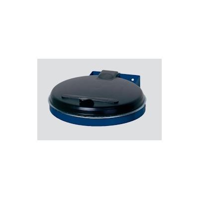 PROREGAL Robuster Einzel-Abfallsammler mit Kunststoff-Deckel | Wandhalterung | 35cm Einwurföffnung | BxT 50x48cm | Stahl | Blau-Schwarz | Mülleimer Image