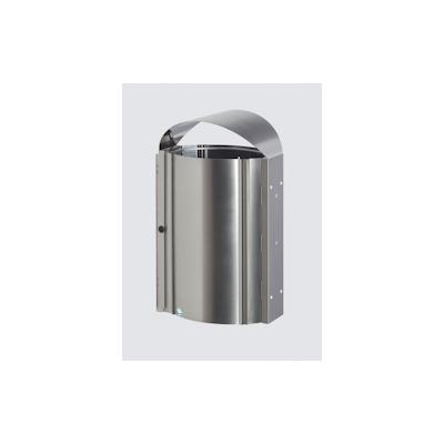 PROREGAL Robuster Standabfallsammler mit Schutzdach für den Aussenbereich | 50 Liter, HxBxT 80x48x35cm | Edelstahl | Mülleimer Abfalleimer Müllkorb Image