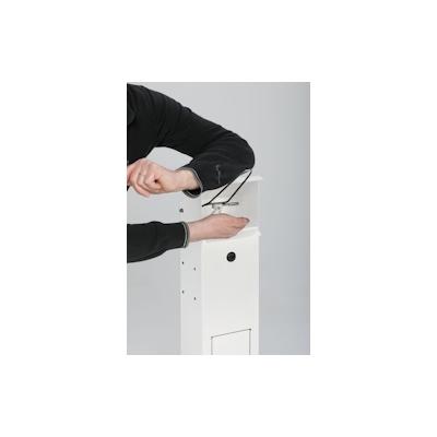 PROREGAL Robuster Handdesinfektionsspender mit Abfallsammler | Bodenmontage | HxBxT 115x33,5x33,5cm | Verzinkter Stahl | Weiß | Mülleimer Abfalleimer Image