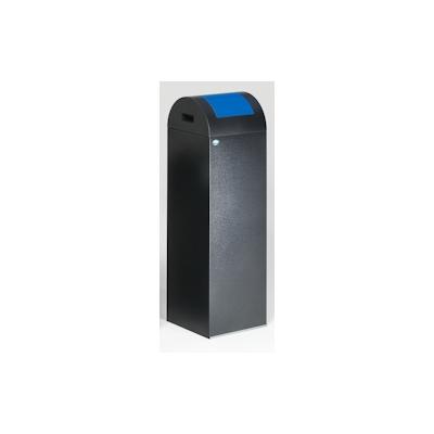 PROREGAL Selbstlöschender Wertstoffsammler rund | 89 Liter, HxBxT 104,5x32x32cm | Verzinkter Stahl | Grau-Blau | Mülleimer Abfalleimer Müllkorb Image