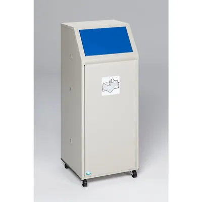 PROREGAL Robuster Wertstoffsammler | für Papier | Fahrbar | 69 Liter, HxBxT 105x45,5x45,5cm | Verzinkter Stahl | Blau | Mülleimer Abfalleimer Image