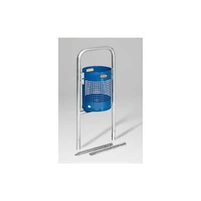 PROREGAL Klassischer gelochter Abfallsammler | Rohrbogen | zum Einbetonieren | HxBxT 145x49x43cm | Stahl | Blau | Mülleimer Abfalleimer Image