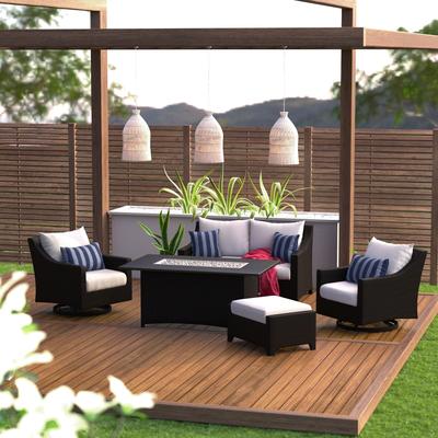 Deco 5 Piece Sunbrella Outdoor Patio Love & Motion Club Fire Set - 55"W x 33"D x 32"H