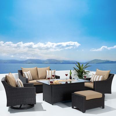 Deco 5 Piece Sunbrella Outdoor Patio Love & Motion Club Fire Set - 55"W x 33"D x 32"H