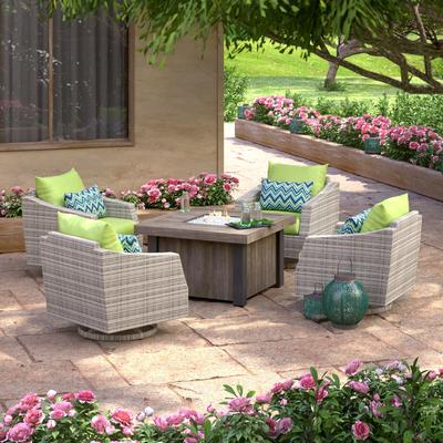 Cannes 5 Piece Sunbrella Outdoor Patio Motion Fire Chat Set - 42"W x 42"D x 25"H