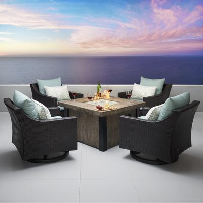 Deco 5 Piece Sunbrella Outdoor Patio Motion Fire Chat Set - 42"W x 42"D x 25"H