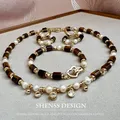 Orecchini personalizzati con collana di perle di pietra occhio di gatto bracciale placcato in rame accessori in oro 14k