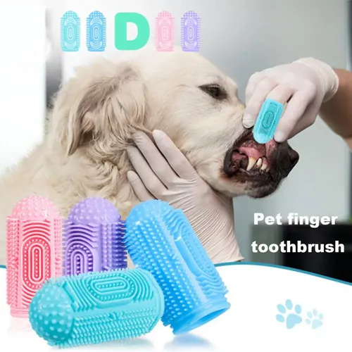 Hunde zahnbürste einfach zu bedienende Finger ärmel Hunde Zahnbürste Haustier Mund gesundheit Finger