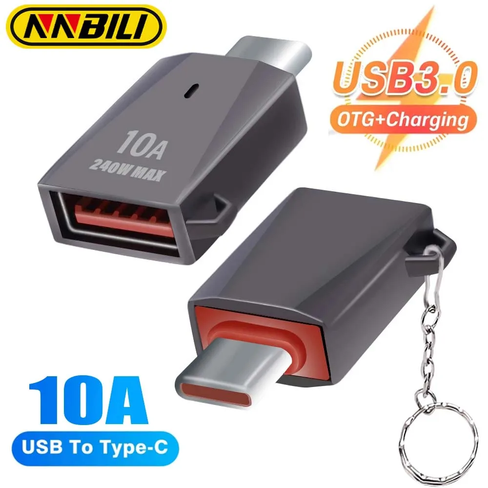 Nnbili 10a Zink legierung USB C Typ Adapter mit Lampe Stecker auf USB 3,0 Buchse otg Kabel konverter geeignet für Xiaomi Samsung Huawei Image