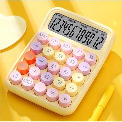 1pc Keyboard Calculator Office 12-digit Mechanical Calculator Cute Candy Color Calculator Color Aesthetic And Big Buttons - Perfect For Office Or School Use