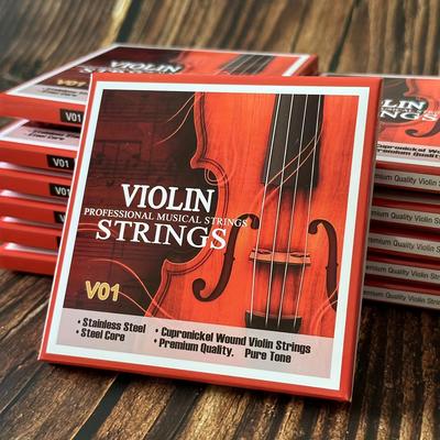 TEMU Violin Strings Universal Full Set (g-d-a-e) - Steel Core - Cupronickel Wound - Fiddle String - Medium Gauge - Steel Ball - End E For 4/4 3/4 1/2 1/4 Violins