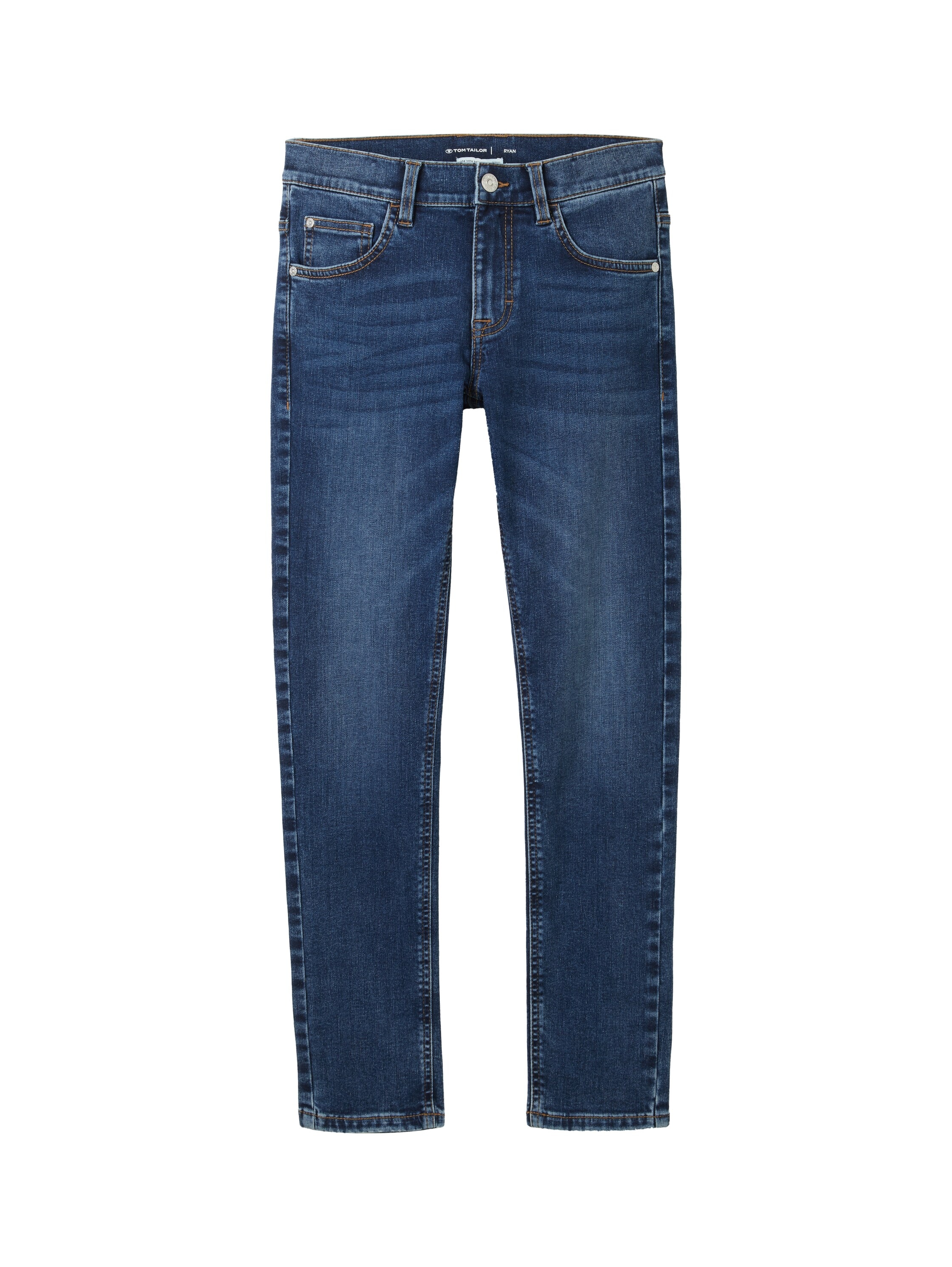 5-Pocket-Jeans TOM TAILOR, Jungen, Gr. 152, N-Gr, blau (stone blau denim), Denim/Jeans, Obermaterial: 90% Baumwolle, 8% Elastomultiester, 2% Elasthan, unifarben, slim fit lang, Jeans 5-Pocket-Jeans, mit Stretch und in slim fit Passform