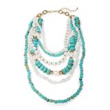 Boston Proper - White/Blue - Turquoise and Pearl Layered Necklace