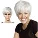 Wigs for Women Hair Wigs with Bangs Natural Short Grey White Wig Dress Costume Rose Net Synthetic Curly Wigs Lace Front Wigs Human Hair