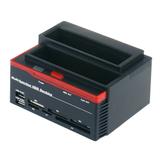 Hard Drive Docking Station USB 2.0 to SATA External HDD with 2-Port Hub Offline Clone Function for 2.5 Inch & 3.5 Inch HDD SSD SATA I/II/II Card Reader TF/SD/XD/CF/MS/M2
