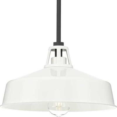 Progress Lighting 250455 - 1 Light White Semi-Flush Mount Cedar Springs Hanging Lantern Light Fixture (ONE-LIGHT WHITE FARMHOUSE OUTDOOR HANGING LIGHT (P550116-030))