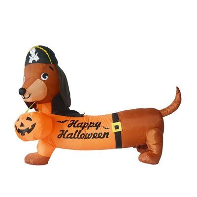 Goosh 705611 - LED 5' Dog w/ Pumpkin and Pirate Hat (69097) 5' Pirate Hat Dog Halloween Outdoor Inflatable Lawn Decoration
