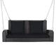 SFAREST 2 Person Seater Swing Set, Rattan Swing Bench and Frame with Cushions, Porch Swing Loveseat and A-Shaped Swing Stand for Patio Garden (Swing Chair with Black Cushions)