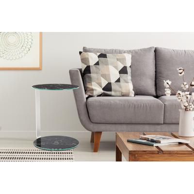 Beistelltisch KAYOOM "Quentin 525, Sofa-Beistelltisch,mit Metallgestell", schwarz (silber, schwarz, schwarz), B:40cm H:53cm T:40cm, Glas, MDF, Eisen, Tische, Gestellfuß auch als Ablage, elegante Form und Farbvarianten Image