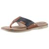 Zehentrenner MUSTANG SHOES, Herren, Gr. 50, navy, cognacfarben, Lederimitat, kontrastfarbene Details, casual, Schuhe, Sommerschuh, Schlappen, Poolslides, Badeschuh, stylische Farbkombi