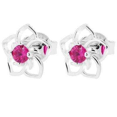 Paar Ohrstecker ADELIA´S "Damen Ohrstecker Blume aus 925 Silber mit Zirkonia", pink, Ohrringe, Damen, Damen