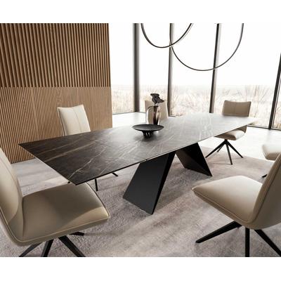DELIFE Esstisch Edge 200-300x100 Keramik Laminam®Noir Desir Braun V-Gestell Flachstahl Schwarz ausziehbar, Esstische Image