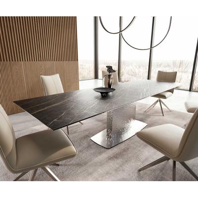 DELIFE Esstisch Edge 200-300x100 Keramik Laminam®Noir Desir Braun Wave Edelstahl ausziehbar, Esstische Image