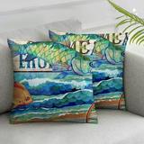 TIAOTIAOHOU Word Art Lake Rules Take A Boat Ride Watch The Sunset Go Fishing Summer Decorative Lumbar Throw Pillow Cover Case Home Living Room Bed Sofa Car 2 pcs White