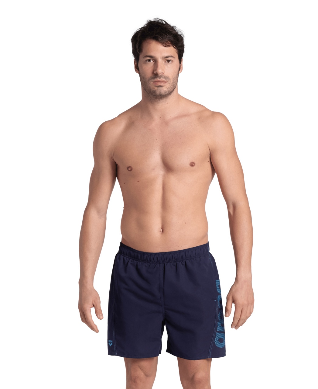 Badeshorts ARENA "FUNDAMENTALS ARENA LOGO BOXER R", Herren, Gr. XXXL, N-Gr, blau (navy, turquoi), Obermaterial: 100% Polyester, Badehosen Image