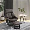 Brown PU Leather Massage Recliner Chair with Ottoman, 360° Swivel Recliner and Footstool