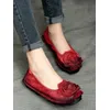 Birkuir Retro Frauen Schuhe Slipper große Blume weiche Sohlen lässig Low Heel Luxus Schuhe Wohnungen elegante Echt leder Damenschuhe
