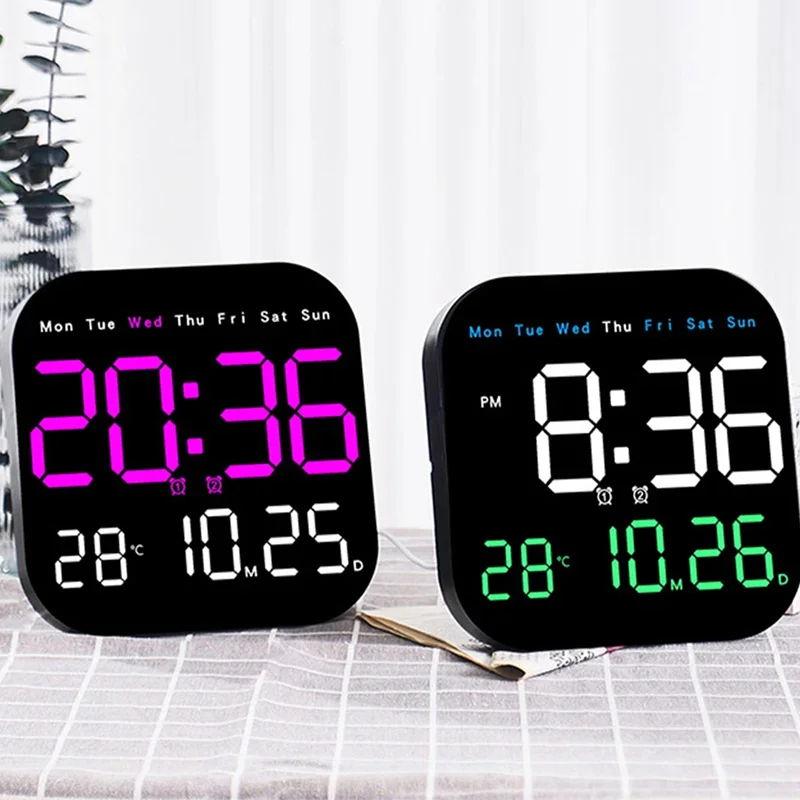 Digitale Wanduhr, LED-Wecker, großes Display mit Timing-Funktion, Fernbedienung, Uhr für Wohnzimmer, Büro, Schlafzimmer, Dekoration Image