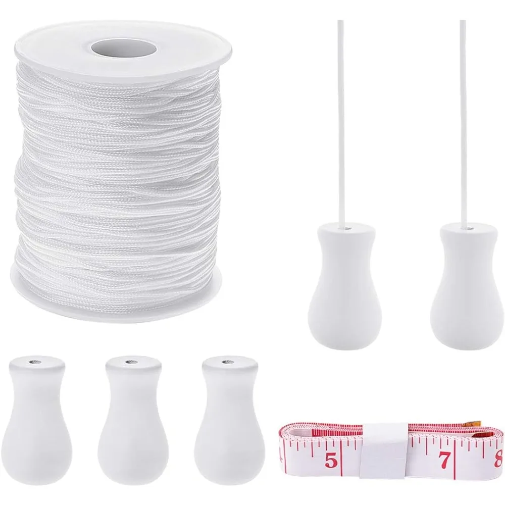 1,5 Yards mm weißes Nylon geflochtenes Lift Shade Cord Rollo Ersatz schnur mit 5 Stück Holz Pendel jalousien Cord String Kit