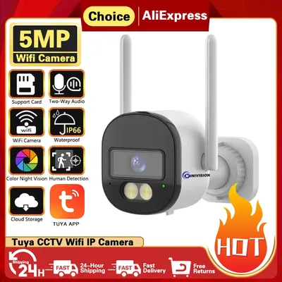 Tuya Outdoor Bullet IP Kamera 5MP 2,4 ghz WIFI Wasserdichte 1080P Zwei Weg Sprechen Motion Erkennen Sirene Alarm IP Kameras mit TUYA APP