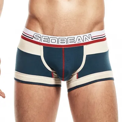 SEOBEAN-Herren-Boxershorts aus Baumwolle im Vintage-Stil, niedrige Unterwäsche, Image