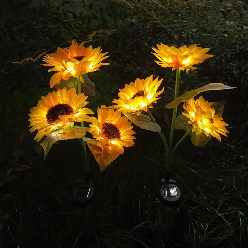1/3 Kopf führte Solar Sonnenblume im Freien Rasen Licht Solar LED Licht Garten Garten Rasen Nacht lampe Landschaft Garten Haus dekoration