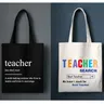 Insegnante stampa tela nera Shopping Tote insegnante Life Book Bag borsa torna alla stagione