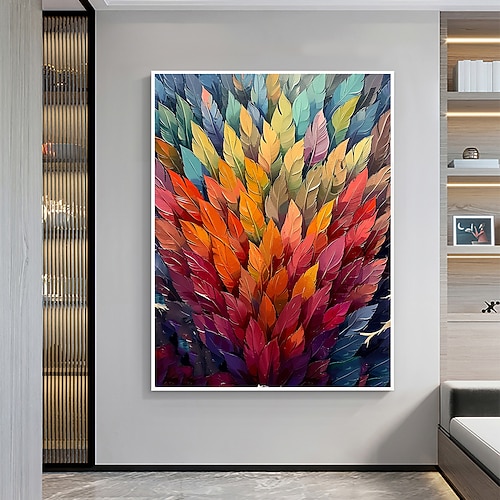handgemachtes Ölgemälde Leinwand Wandkunst Dekor Original bunte Pflanzen Malerei abstrakte tropische Blumen Malerei Wohndekor mit gespanntem Rahmen ohne Innenrahmen Malerei Image