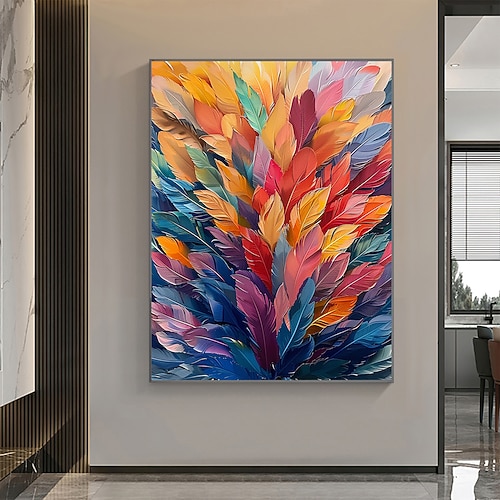 handgemachtes Ölgemälde Leinwand Wandkunst Dekor Original bunte Pflanzen Malerei abstrakte tropische Blumen Malerei Wohndekor mit gespanntem Rahmen ohne Innenrahmen Malerei Image