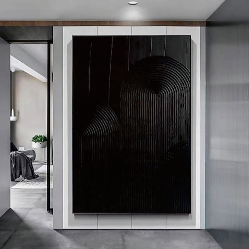 abstraktes schwarzes Gemälde, handgemalt, extragroßes Wandkunstgemälde, handgemachtes Gemälde auf Leinwand, große Wandkunst, abstraktes modernes Gemälde für Schlafzimmer, Wohnzimmergemälde Image