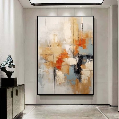 extra großes abstraktes Gemälde handgemalt beige weiß rot strukturierte Malerei Farben abstrakte Wandkunst Malerei handgemachte moderne abstrakte Leinwand große Acryl Leinwand Kunst Malerei Image